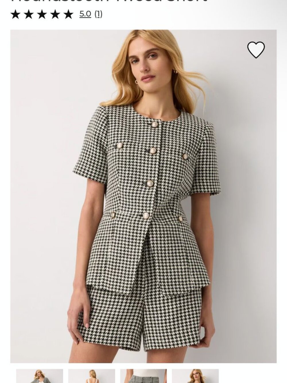 nwt WHITE HOUSE BLACK MARKET houndstooth tweed short sleeve blazer 12